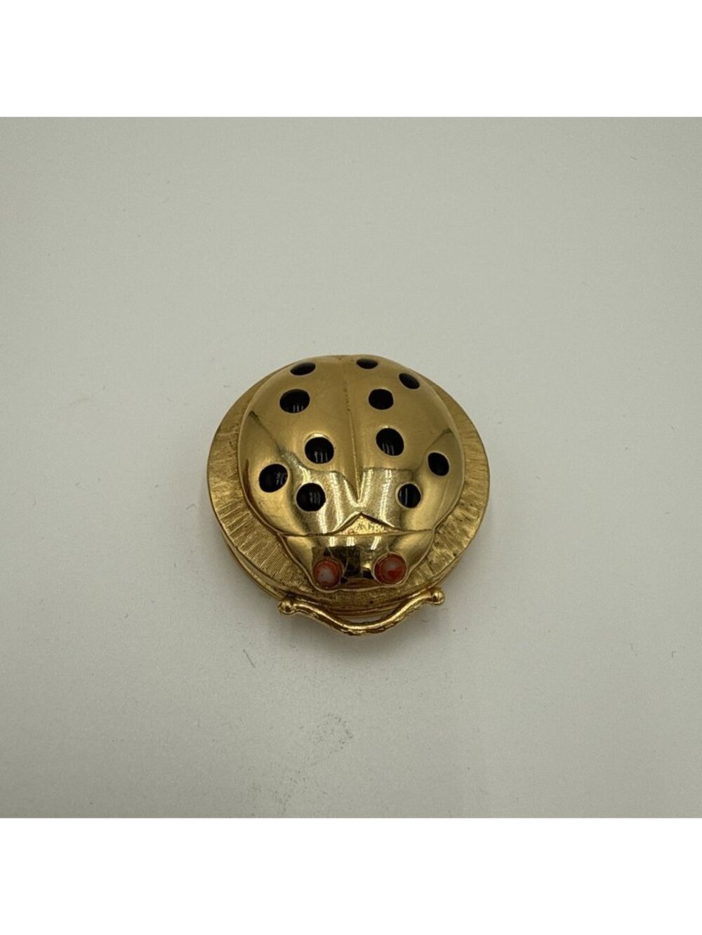 Vintage Revlon Lady Bug Intimate Solid Perfume Compact Trinket Box Gold Tone